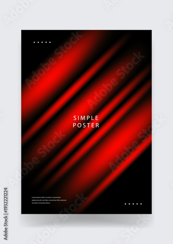 Dark professional poster featuring intense diagonal red light beams and shadows for a high energy and dramatic effect