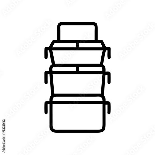 Modern black plastic storage containers stacked