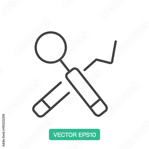 Dental Medical Tools icon. Thin line icon vector