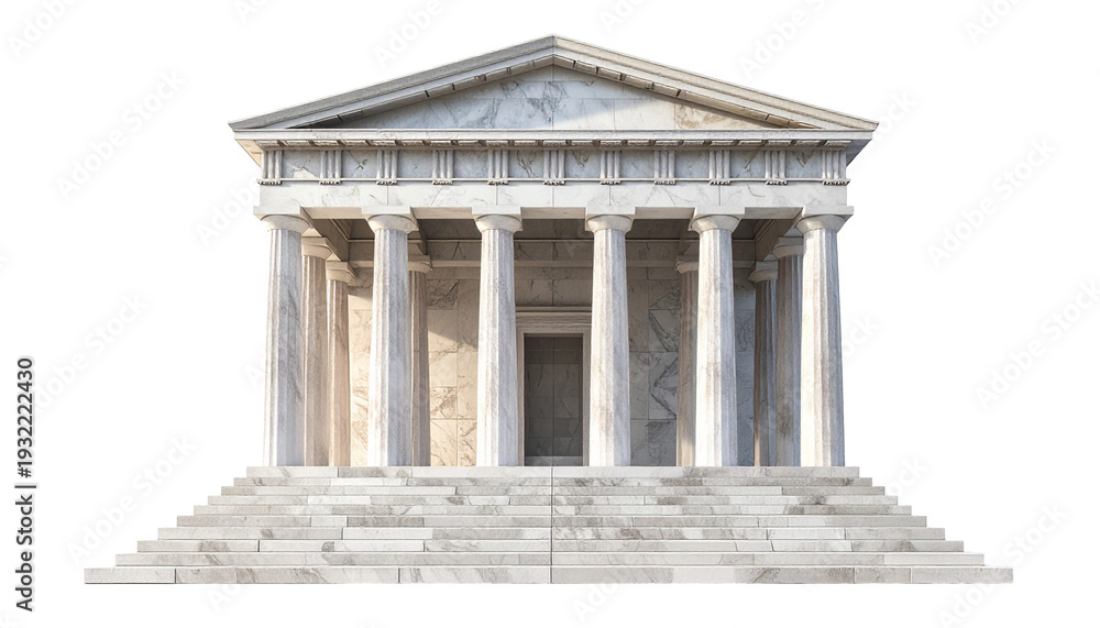 Obraz premium Isolated Classical Ancient Greek Temple in White Marble on Transparent Background