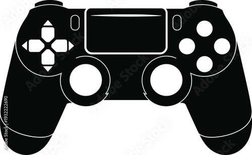 Game controller icon, modern gaming joystick with buttons and touchpad isolated on white background for video games, console play, esports technology design
