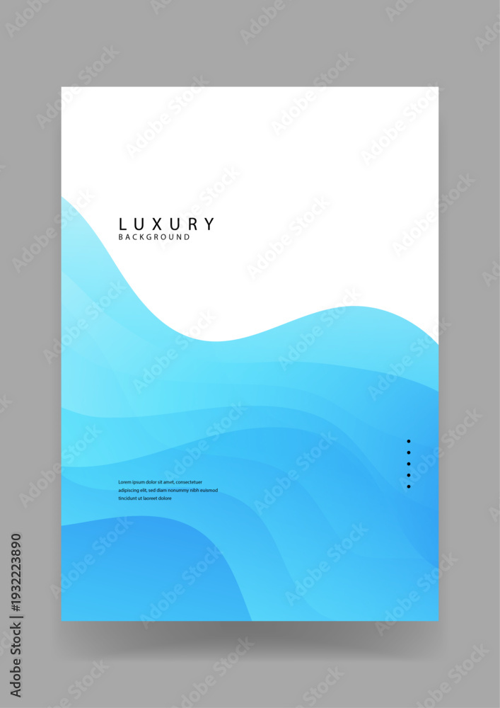Fototapeta premium Elegant background design featuring soft blue layered waves at the bottom with a large white area for copy and minimalist text