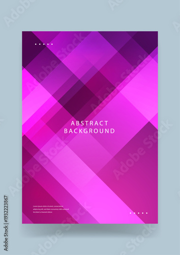 Abstract background with overlapping translucent squares and diagonal lines in vibrant shades of magenta and purple for tech branding
