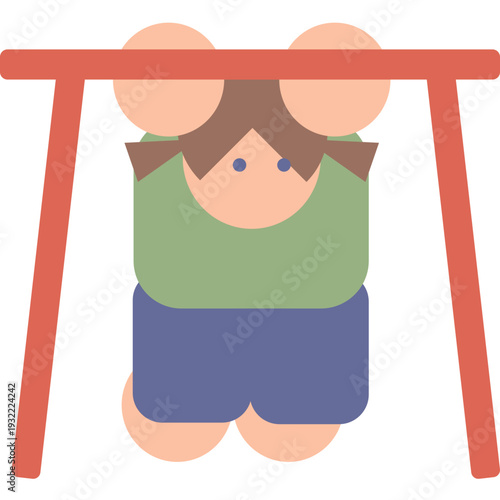 Girl pulling on a red bar