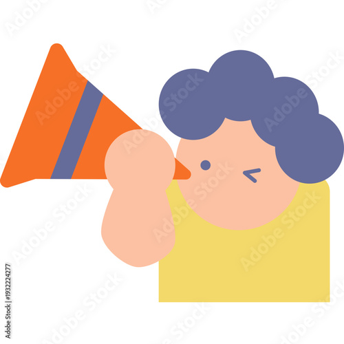 boy winks with cone telescope 