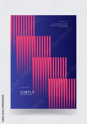 Minimalist abstract background with groups of red vertical lines of varying heights over a deep blue gradient