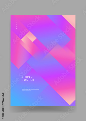 Simple modern poster design with overlapping translucent squares in vibrant purple and pink gradients