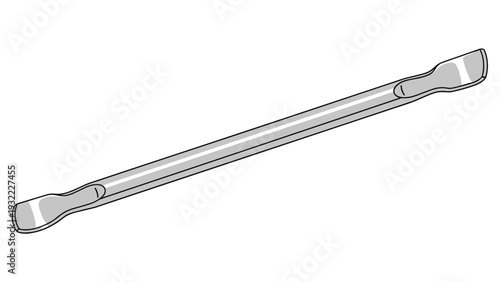 Simple gray-scale illustration of a double-ended stainless steel lab spatula or chemical sampling tool on a plain white background.