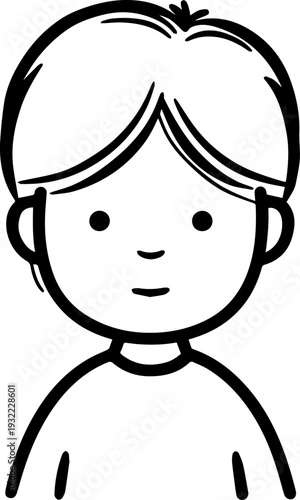 Adorable baby face with smiling expression in simple line art