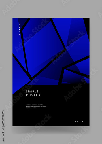 Modern simple poster featuring a dark crystalline polygonal pattern and a solid black footer for a high-end luxury or tech aesthetic