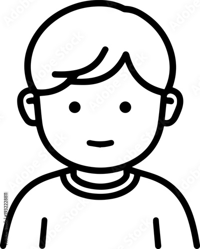 Adorable baby face with smiling expression in simple line art