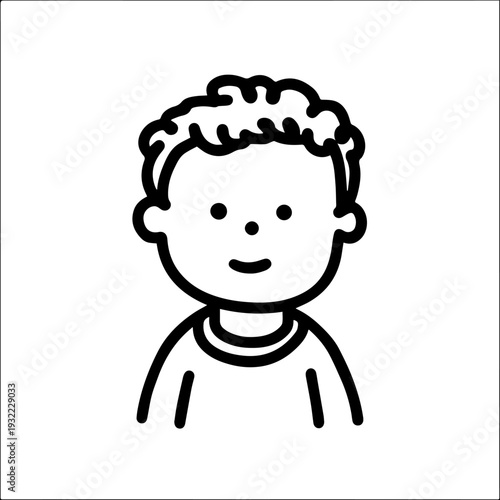 Adorable baby face with smiling expression in simple line art