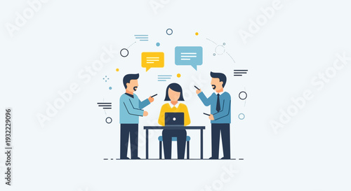 Business team brainstorming communication strategy idea concept illustration