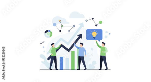 Business team collaboration achieving growth and success illustrated concept