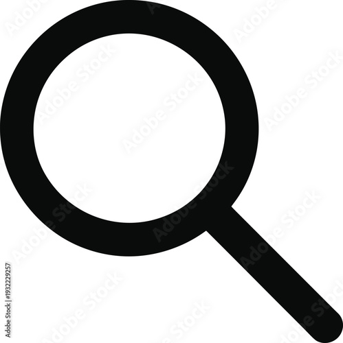 Magnifying glass search icon vector, zoom find symbol, exploration concept illustration, inspection tool sign, minimal outline design, modern flat graphic