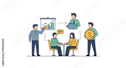 Business team meeting discussing finance and investment strategies