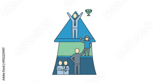 Business team reaching goal success vector illustration on white background