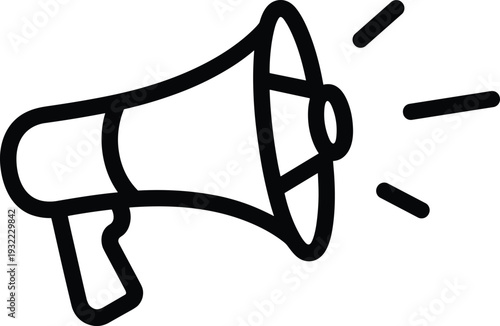 Megaphone line icon representing announcement marketing promotion communication loudspeaker advertising message broadcast concept for business branding and digital media design