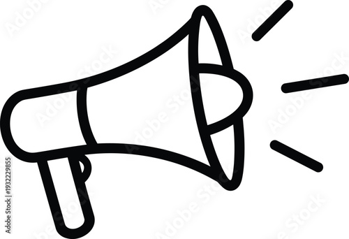 Megaphone outline icon symbolizing announcement marketing promotion communication loudspeaker advertising message broadcast concept for branding social media and business campaigns
