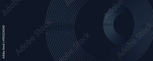 Blue abstract background with glowing circles. Swirl circular lines pattern. Geometric spiral. Twirl element. Modern graphic design. Futuristic technology concept.Print