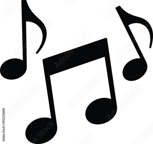 Music notes icon vector, melody sound symbol, audio tune illustration, musical notation design, minimal flat graphic, entertainment concept isolated