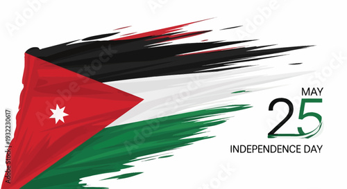 Jordanian Flag Brush Stroke Independence Day.