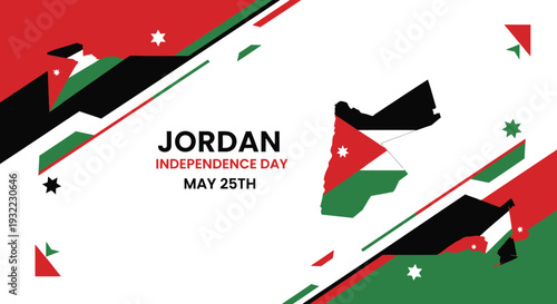 Jordanian Flag Elements Celebrating Independence Day.