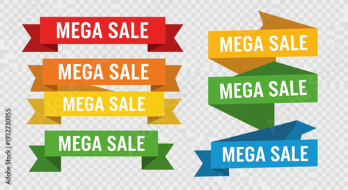 Colorful mega sale banners for promotions and marketing campaigns
