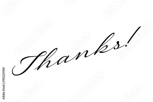Thanks! - おしゃれな手書き風の、Thanks!（ありがとう！）の文字のロゴマーク（カリグラフィー）
