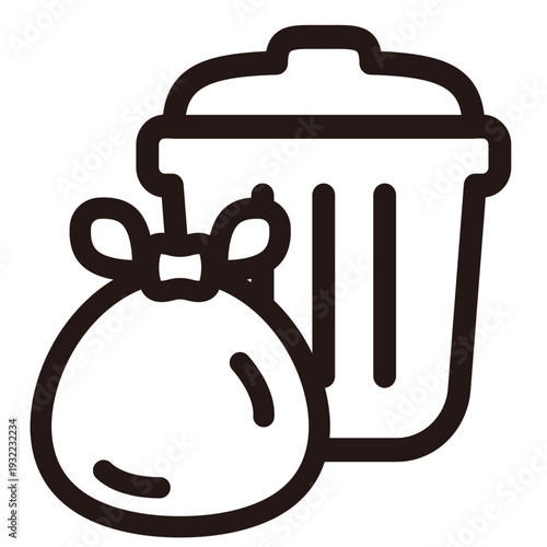 ゴミ袋とバケツのモノクロアイコン