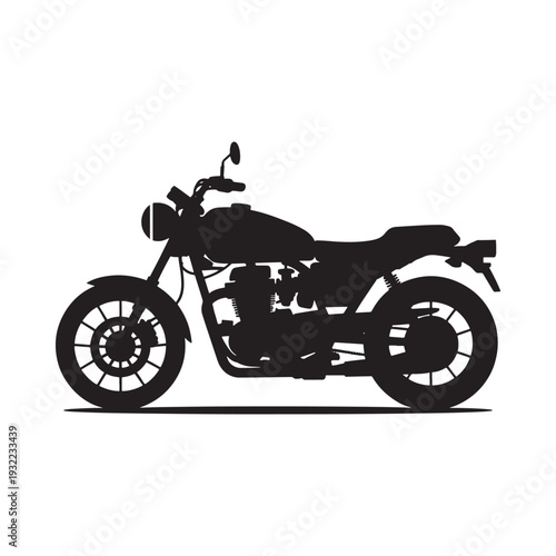 Silhouette of a classic motorcycle viewed from the side in black
