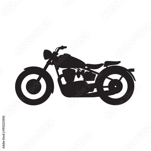 Black silhouette of a classic motorcycle side view isolated on white