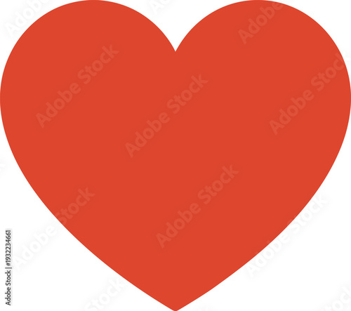 Red heart icon symbol, love romance sign, valentine concept, passion emotion illustration, simple minimal flat design, isolated vector graphic