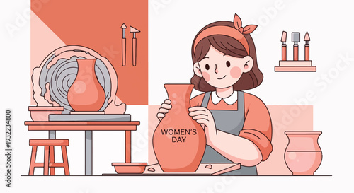 Women Celebrating Their Day Creating a Special Pottery Vase