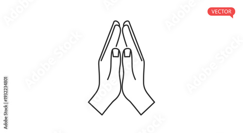 Hands in prayer position vector illustration on white background