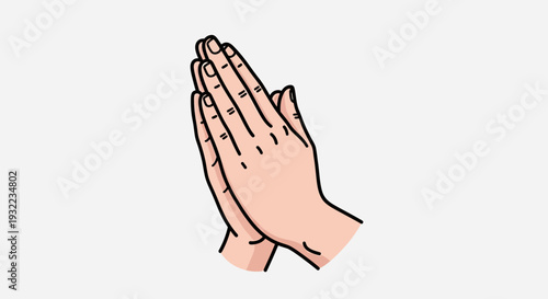 Hands in prayer position vector illustration isolated on white background