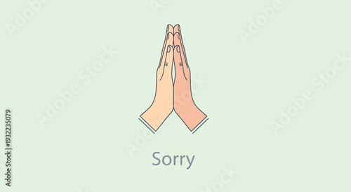 Hands in prayer gesture with text sorry for design and editorial use