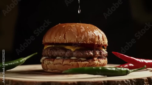 Wallpaper Mural Spicy Burger with Chili Peppers, and Food. Torontodigital.ca