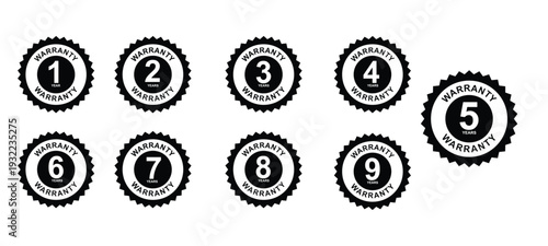 Black Numbered Badge Set Vector Collection 1 to 9 Label Icons