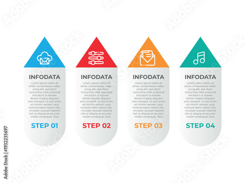 vector illustration infographic design template with 4 steps. Template for process, presentations, layout, banner, brochure.