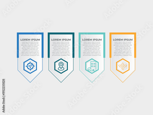 vector illustration infographic design template with 4 steps. Template for process, presentations, layout, banner, brochure.