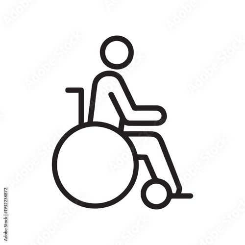 Person in Wheelchair Line Icon Vector On White Background