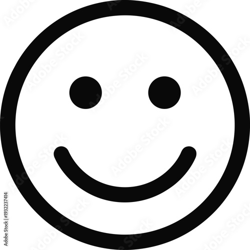 Smiley face icon, happy emoji symbol, positive emotion expression, minimal line design, cheerful mood, feedback rating, user interface vector illustration