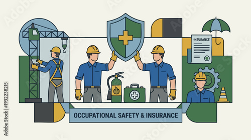 Occupational Safety and Insurance Concept Illustration.