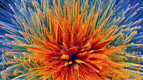 Wallpaper Mural Abstract colorful rainbow flower blooming with spiky hair lines and vibrant bright background Torontodigital.ca