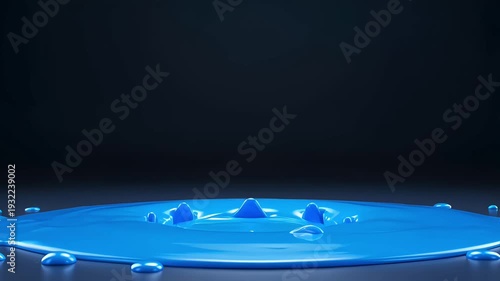 Wallpaper Mural Slow motion blue liquid water splash forming a crown shape with paint droplets on a dark background Torontodigital.ca