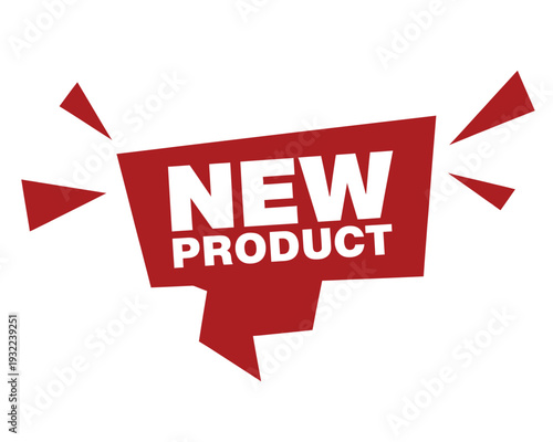 A red speech bubble announces a new product offering with bold text