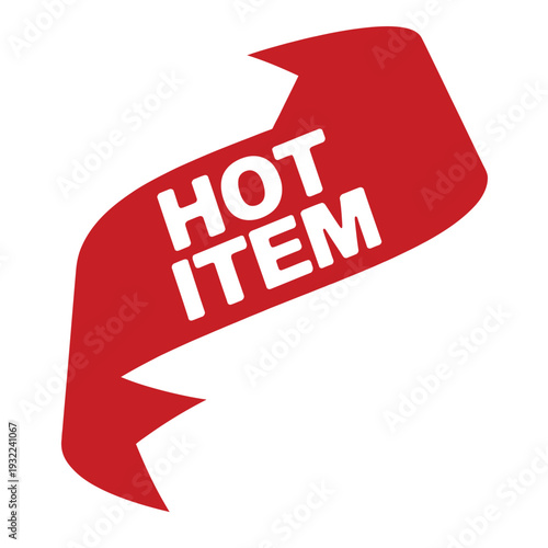 A vibrant red banner displays the words hot item in white lettering