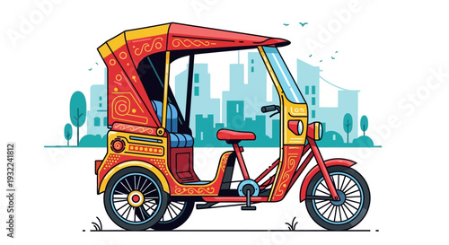 Colorful Tuk Tuk Vehicle Side View 1.