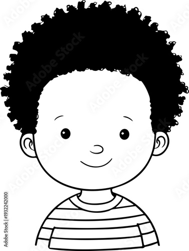 Adorable baby face with smiling expression in simple line art